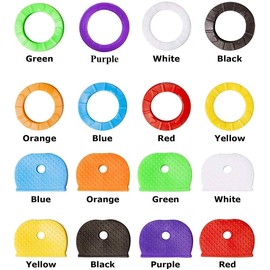 Better Jonny Pack of 64 Key Caps, Rubber Covers, Key Covers, Key Caps, Key Identification, Key Identification Rings for Easy Identification of Keys, 8 Colours, Blue, black, yellow, orange, green,