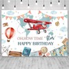 AIBIIN 7x5ft Time Flies Birthday Decoration Backdrop Airplane Birthday Backdrop