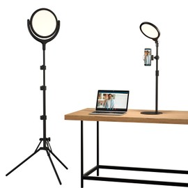 Dual Ring Light for Online Teaching & Video Conferencing - Desktop & Adjustable Tripod Stand, Light for Video Recording, Eye-Friendly Lighting with Dimmable Brightness & 3 Color Modes