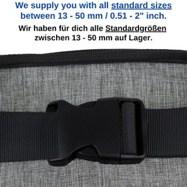 Set of 12 Push-Buckle, Bridge Buckle and Ladder Buckle, for 25 mm Wide Webbing Straps, 4 x 25 mm Buckles with Double-Sided Click Closure, Bridge Clamp Buckle and Ladder Clamp Buckle, Black