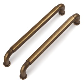 Goo-Ki 6 Pack 5 Inch （128mm） Hole Center Cabinet Pulls Antique Brass Zinc Alloy Kitchen Drawer Pulls Drawer Handles 5.5 Inch Length 2201-GT-128