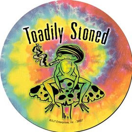 Toadily Stoned (Frog Smoking on Mushroom) 5 x 5 inch Round Magnet Car Decal - Gift for Stoners, Hippies, & College (SJT38557)