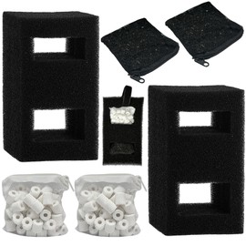 beaufan 2 Set Aquarium Filter Media Kits Compatible with Fluval Flex (15 Gal) Desktop Aquarium, Includes 2 Carbon Filter Refills, 2 Foam Filters A1375, 2 Ceramic Rings & 1 Filter Cord