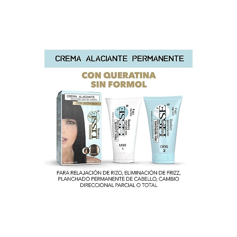 Loquay Crema Alaciado Permanente con Queratina Lisse sin Formol