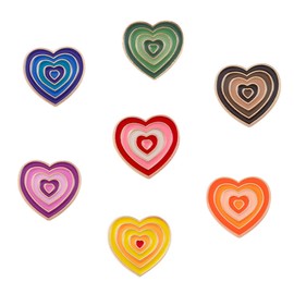 ROFARSO Colorful Love Heart Enamel Lapel Pin Set Cartoon Love Life Pin, Accessory for Backpacks Clothing Bags Hats Shirts (7piccs pin set)