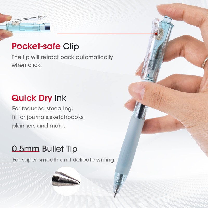WRITECH Retractable Gel Pens Quick Dry Ink Pens 0.5mm Bullet