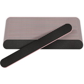 BANSHAN 12 PCs Professional Nail Files Double Sided Emery Boards 100/180 Grit, Fingernail Files for Natural/False Nails, Nail Styling Set for Home and Salon Use - Black