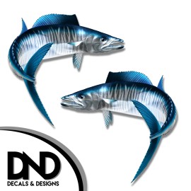 Wahoo - Fish Decal Fishing Tackle Box Bumper Sticker "3in SET" F-1050 D&