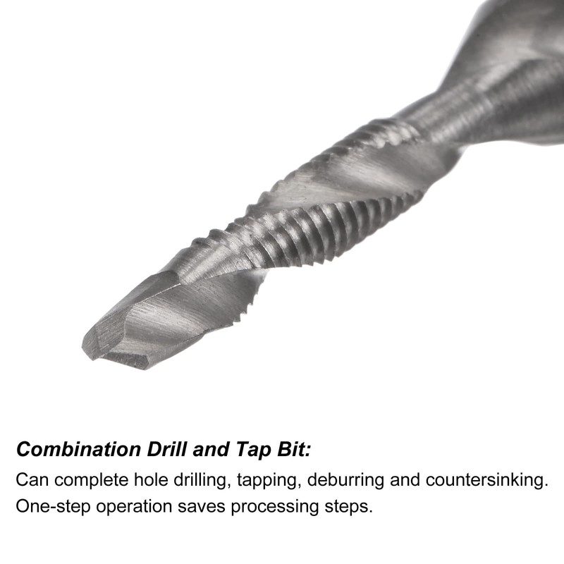 sourcing map 2 Pieces Combined Drill Tap TiAlN Coated Cobalt