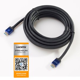 SlimHDMI 7.5m Premium Certified HDMI Cable with Secure Lock Connector (4K Ultra HD, Gold Plated, 1080p, 3D, High Speed, ARC)