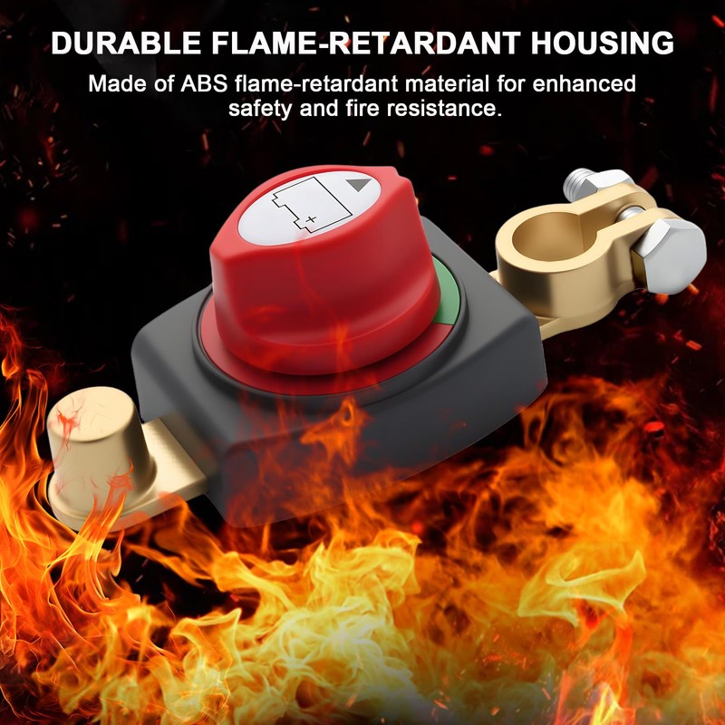 Heavy-Duty Battery Disconnect Switch, 275A 12-48V On/Off Top Post Battery