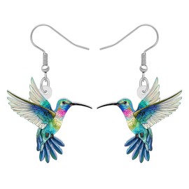 TIZURO Acrylic Cute Hummingbird Earrings Spring Summer Birds Animals Dangle Trendy Jewelry For Women Bird Lovers Charms Party Gifts (Sky)