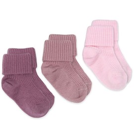 Woolino Wool Baby Socks from, Washable Merino Wool Infant Toddler Kids Socks, 2-4 Years, Pink/Rose (Pack of 3)