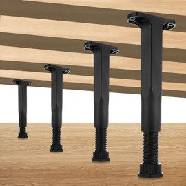 APACALI 8PCS Adjustable Bed Frame Legs 8-14.7 Inch Bed Center Slats Support Legs Replacement, Black Adjustable Height Table Legs Heavy Duty Plastic Furniture Legs for Dresser Sofa Cabinet Couch