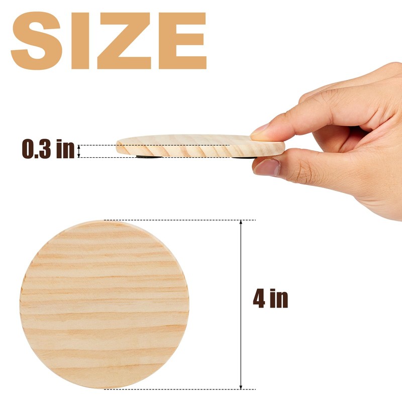 46Pcs Unfinished Wood Coasters-4" Unfinished Natural Wood Slices for Crafts