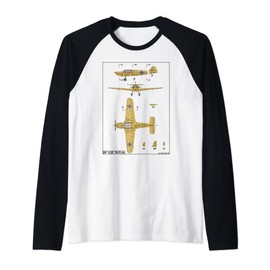 Messerschmitt Bf 108 Taifun WW2 German Plane Diagram Raglan Baseball Tee