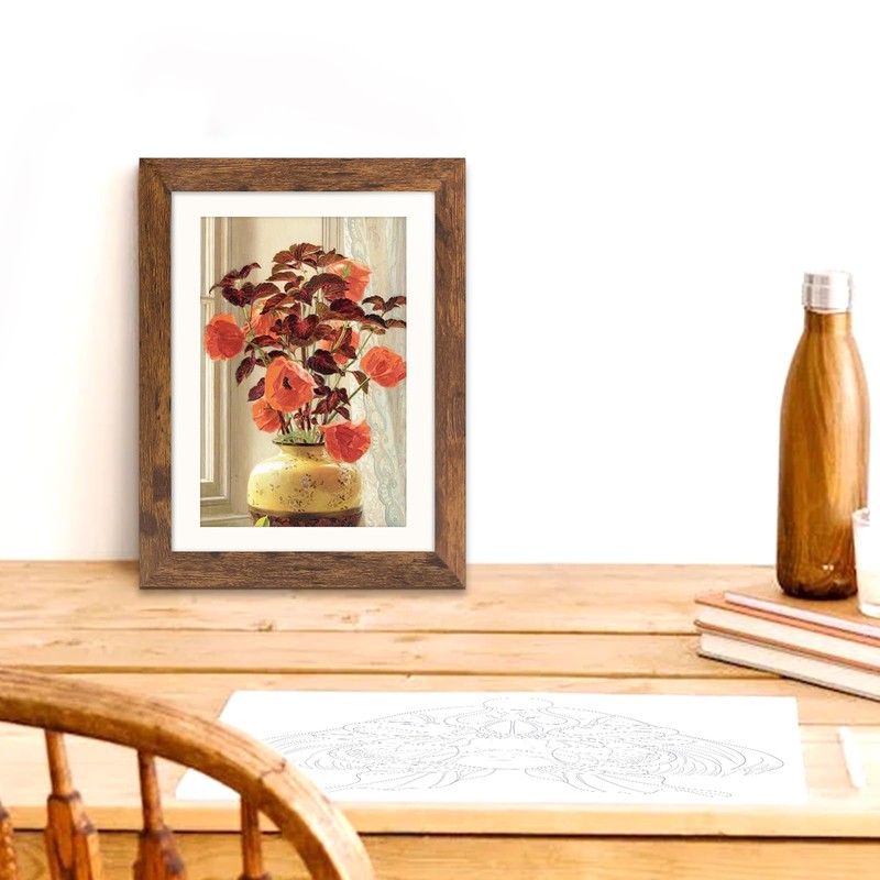 SNXJWA Brown 5x7 Picture Frame with Mat for 4x6 Display,