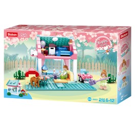 Sluban Clamping Blocks SL95691, New Neighbours (244 Pieces) [M38-B0821], Play Set, Clamping Blocks, City, with Toy Figure, Girls' Dreams, Colourful