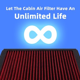HANN&CO Washable And Reusable High Flow Cabin Air Filter，Greater Than 15 Years of Service Life，Set of 2 Pieces Suitable For Nissan Armada；INFINITI QX56 Replacement CF10388，CP388，VF1002（HCC1036-X）