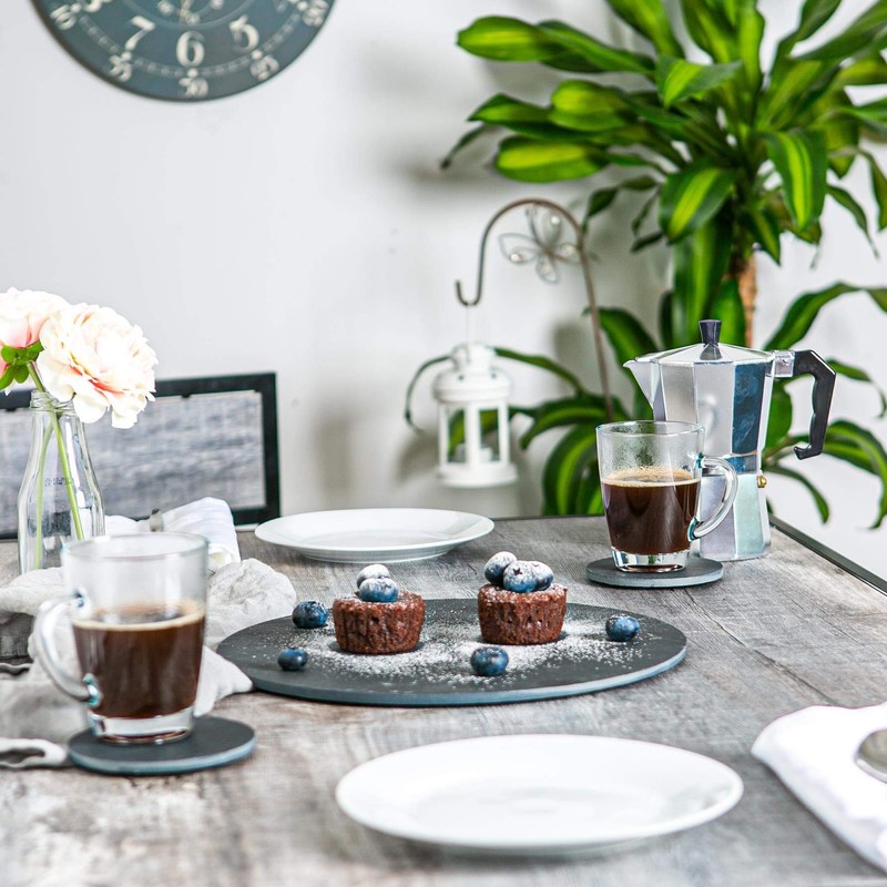 Argon Tableware Round Slate Coasters - 10cm - 6 Piece