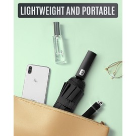 Maraiss 12-Rib Windproof Folding Umbrella: Auto Open/Close Design, Durable & Lightweight, Resistant to Heavy Rain and Strong Winds, Portable Black Umbrella for Both Men and Women