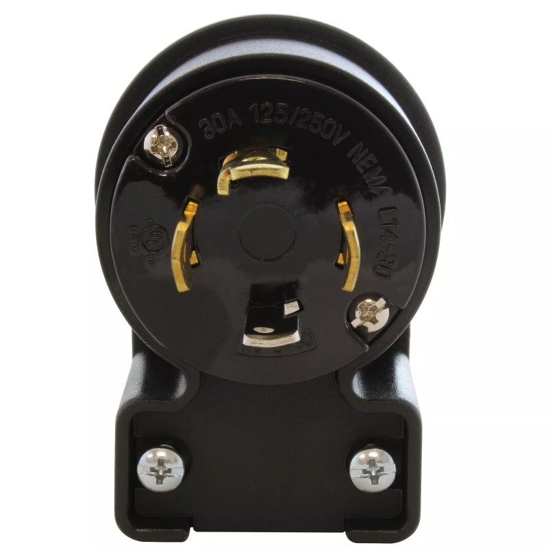 AC WORKS® 30A 125/250V NEMA L14-30P 4-Prong Locking Right Angle