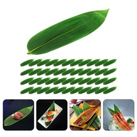 Happyyami 100pcs Bamboo Leaves Banana Leaves Japanese Sushi Plate Sashimi Dish Chinese Zongzi Making Materials for Luau Party Decor