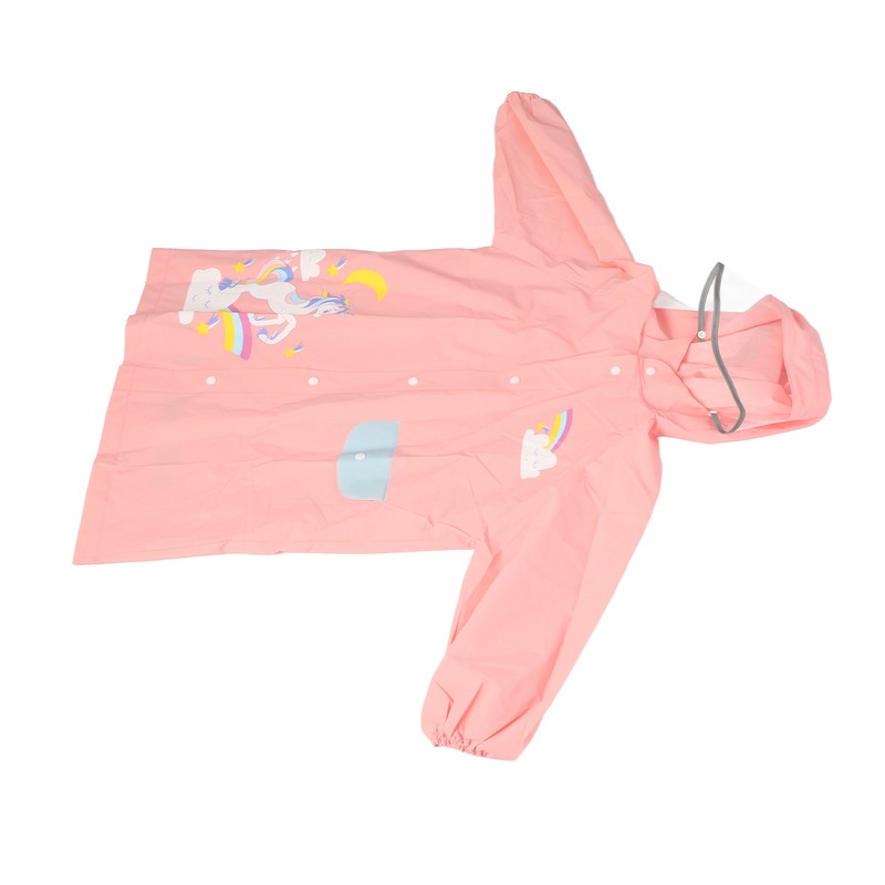Kids Rain Ponchos with School Bag Cover Reusable Snap Button
