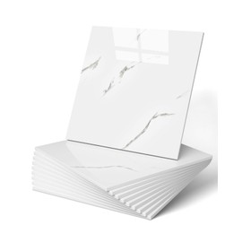 WADILE 20pcs Peel and Stick Shower Waterproof Marble Tiles Wall Panels, 11.8"x11.8" Self-Adhesive Backsplash, for Home Bathroom, Kitchen, Living Room White (Not Real Tile)
