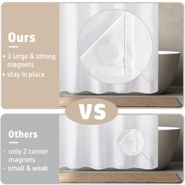 Short Waterproof Fabric Shower Curtain Liner with 3 Large Magnets,72 x 68 inches Hotel Quality & Soft Cloth Shower Curtain,Washable White Shower Curtain for Bathroom