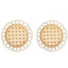 Boho Style, Woven Bamboo Rattan Coasters, Two Patterns, Holes for