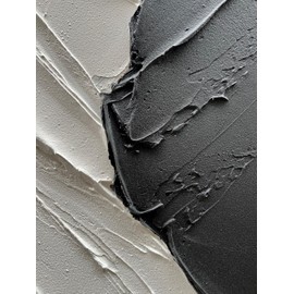 NANKAI Art Hand Painted Thick Textured Black and White Minimalist Home Wall Art Deco Oil Painting 36x24 inches