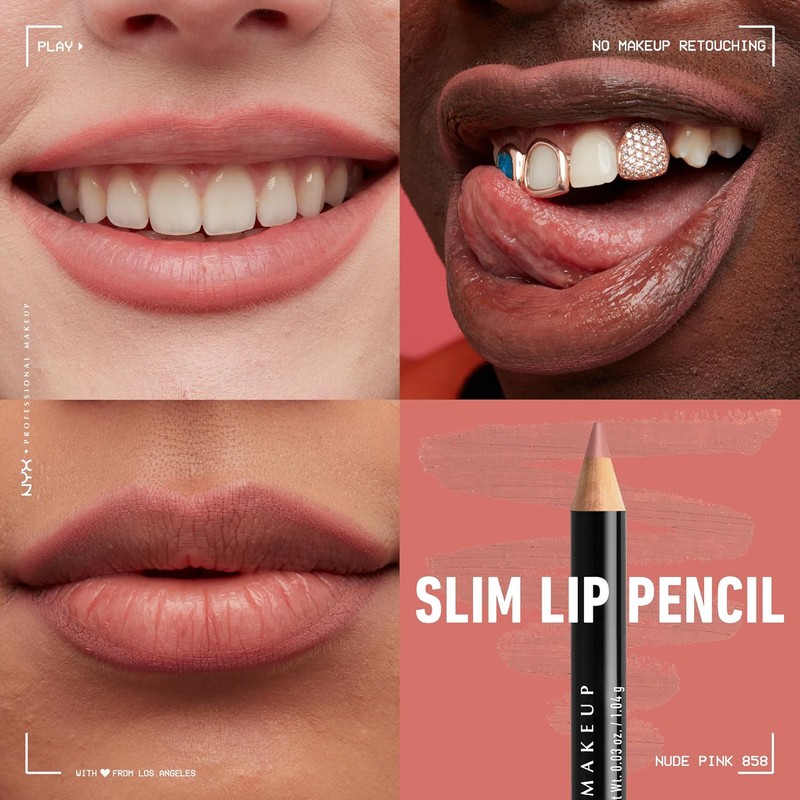 NYX PROFESSIONAL MAKEUP Slim Lip Pencil, Nude Pink, 0.04 Ounce