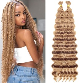 SUYIAPIY Deep Wave Bulk Hair for Braiding Boho Hair for Braiding Deep Water Wave Braids No Weft Wet and Wavy Extensions (27#, 22 inch)