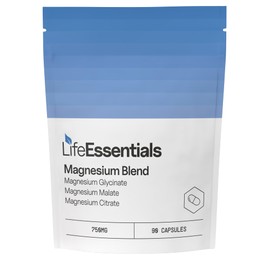 Life Essentials High Strength Magnesium Blend 750mg - 3 in 1 Magnesium Supplements (Glycinate, Citrate, Malate), Muscle Nerve Function, Quality Sleep, Vitality 90 Pure Capsules for Maximum Absorption