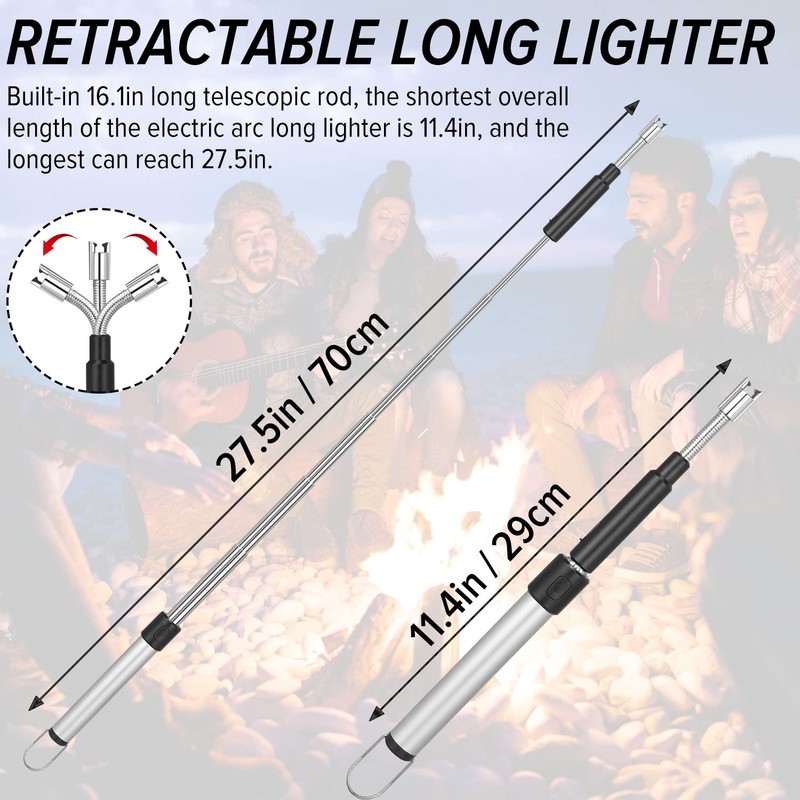 Electric Arc Lighter - Rechargeable Plasma Lighter with 11.4"-27.55" Adjustable