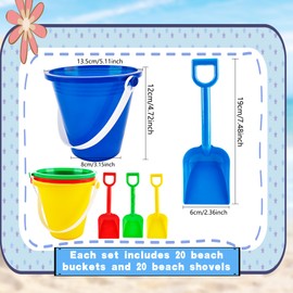 Feradny 40 Pack Beach Bucket and Shovel Set Mini Plastic Buckets Sand Shovel Sand Pail Bulk for Kids Summer Seaside Beach Pool Party