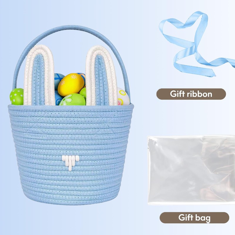 Poschnor Large Easter Basket with Gift Bags and Ribbons, Easter