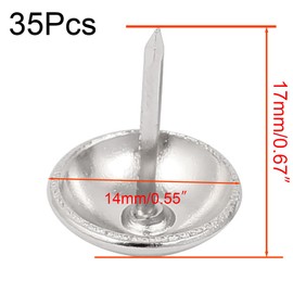 TA-VIGOR 35 Pack Decorative Upholstery Tacks - 14mm Nickel Nailhead Trim, Silver Upholstery Nails for Furniture, Chairs, Headboards & DIY Projects