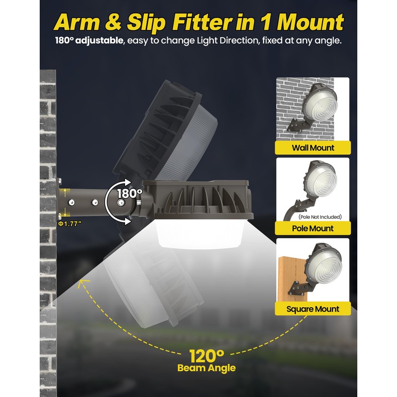 YARBO 80W LED Barn Light 60W 40W Switchable, 5000K/4000K/3000K Adjustable,12000LM