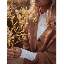 MANBU Sterling Silver Snowflake Earrings Necklace - Winter Pendant Jewelry with White Cubic Zirconia, Christmas for Women Snow Lovers (Necklace)