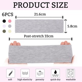 BelleVive 6 Stück Stirnbänder für Damen, rutschfest, Trendige Damen-Stirnbänder, elastische Haarbänder, Haar, Workout, Schweiß, Stirnbänder, weiches, Baumwolltuch-Stirnband