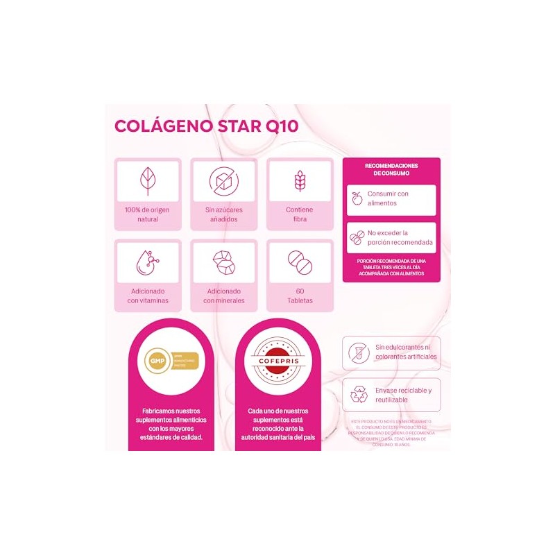 Colágeno Star Q10 Suplemento Alimenticio Tabletas 550mg