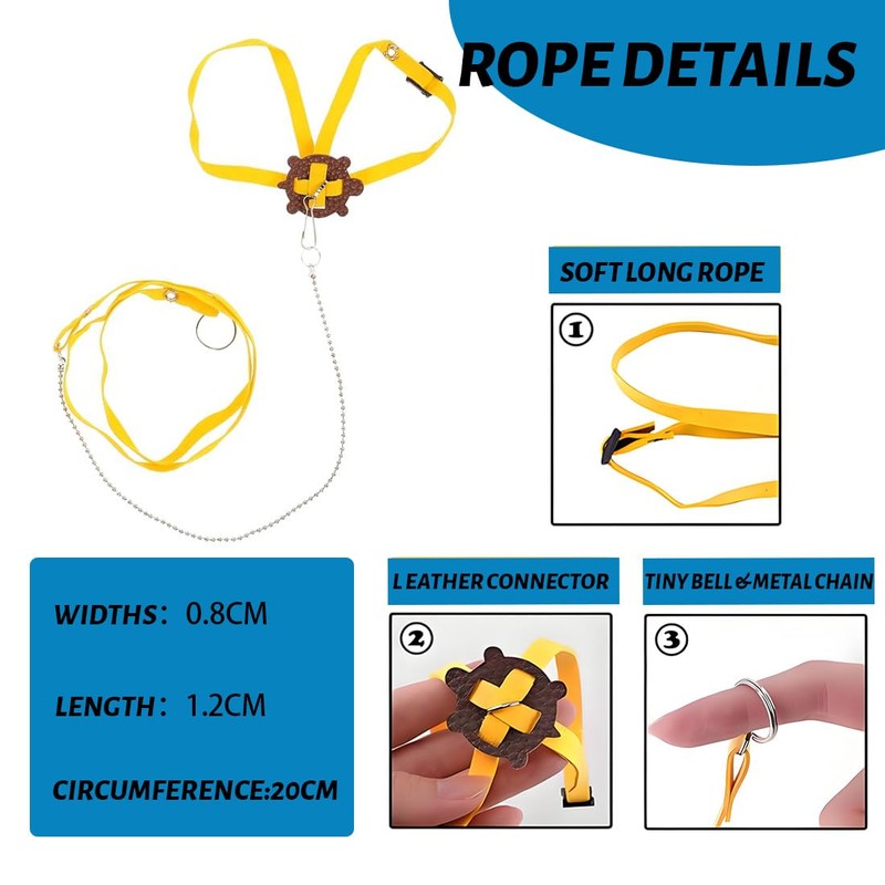 KEWUF Small Turtle Harness and Lead, Adjustable Nylon Running Lead