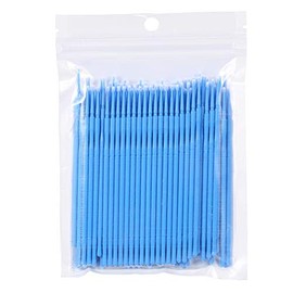 4 colores 100PCS / bolsa pinceles aplicadores micro desechables, pinceles de extensión de pestañas desechables para pinceles de maquillaje, pincel de limpieza de pegamento de pestañas(azul)