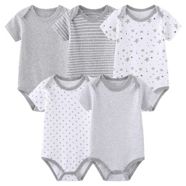 Chamie Baby Clothing Short Sleeve Body Baby Clothing Girls Boys Wrap Bodysuit Short Sleeve Bodysuit Baby & Pants Newborn Set, gray