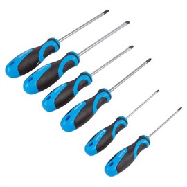 Pro User 6pc Blue Magnetic Chrome Vanadium Pozidriv Screwdriver Set - Slotted Crosspoint Multi Tool Kit