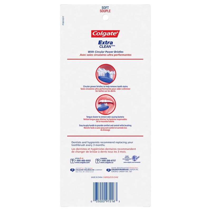 Colgate Extra Clean Toothbrush, Soft Toothbrush for Adults, 6 Count