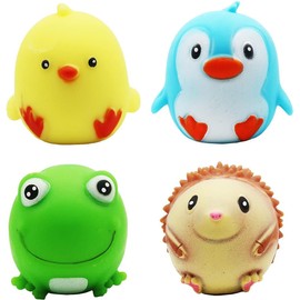 Dungsko 4 Pack Stress Balls, Animal Shaped Squishy Stress Relief Toys,Fidget Sensory Squeeze Toys for Children with Autistic ADHD Anxiety,Fun Birthday Party Favors Gifts,Stocking Stuffers