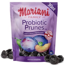 Mariani Probiotic Prunes Pitted Unsweetened, 30oz - Bulk Dried Fruits No Sugar Added - California Dried Prunes Pitted Unsweetened - Supports Healthy Bones, Immune and Digestive Health